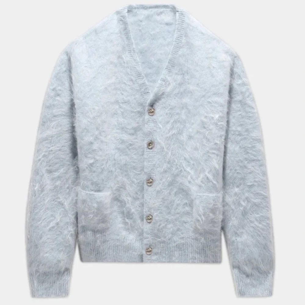 R13 Japanese Brushed Cashmere Cardigan - Light Blue. Size medium - Picture 4 of 14
